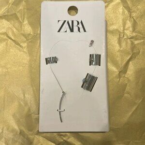 Zara New Woman Ss24 Silver Pack Of Rhinestone Ear Cuff Earrings ✨✨⭐️🔥🔥